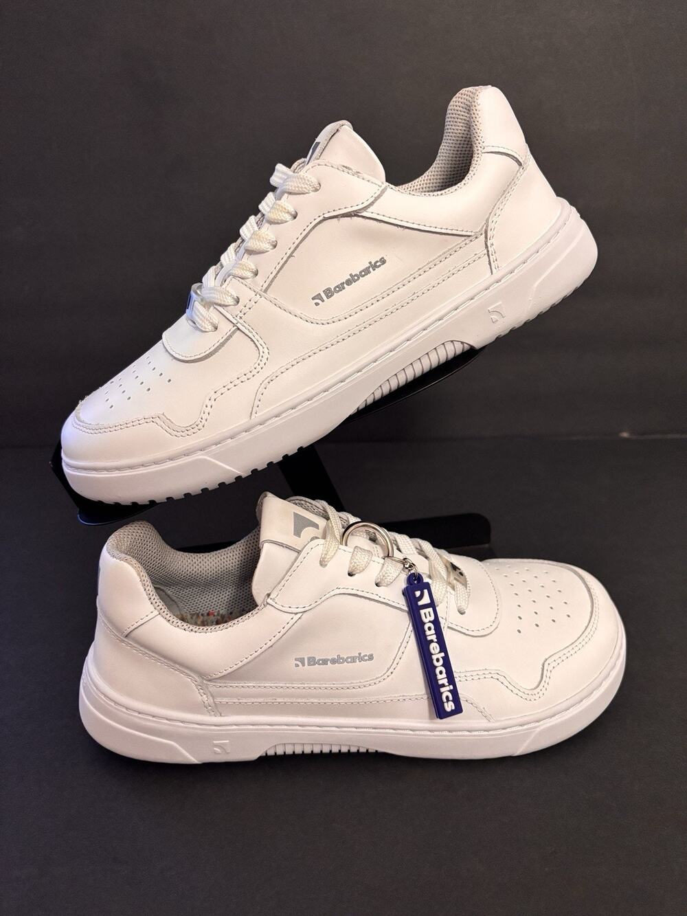 Barebarics Zing All White Leather barefoot sneakers Womens Size 6.5